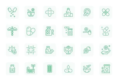 24 Regular Bold Outline Display Perfect Vectors for Remedy Theme Stock Illustration
