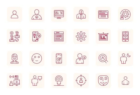 24 Regular Bold Outline Pixel Aligned Vector Icons tailored for User Retina.. Stock Illustration