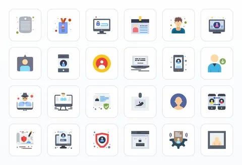 24 Retina Ready Flat Vector Icons optimized for Personal Information Grid F.. Stock Illustration