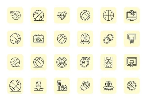 24 Retina Ready Regular Bold Outline Vector Icons optimized for Hoop Pixel .. Stock Illustration