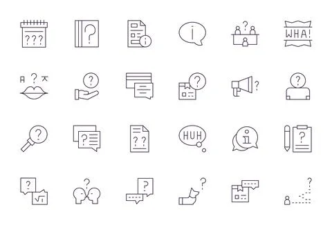 24 Retina Ready Thin Line Pixel Optimized Vector Icons for Clarification Pr.. Stock Illustration