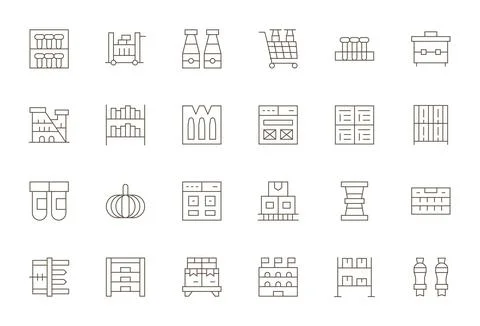 24 Retina Ready Thin Line Vector Icons optimized for Containers PIXEL Perfe.. Stock-Illustration