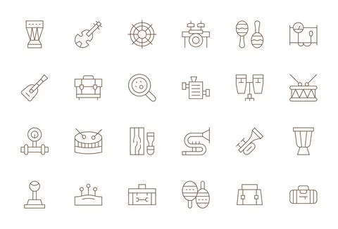 24 Retina Ready Thin Line Vector Icons optimized for Instrumentation Detail.. Stock Illustration