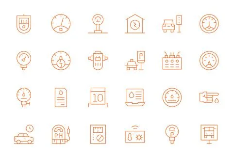 24 Retina Ready Vector Icons for Meter with Pixel Aligned Thin Line clarity Stockillustratie
