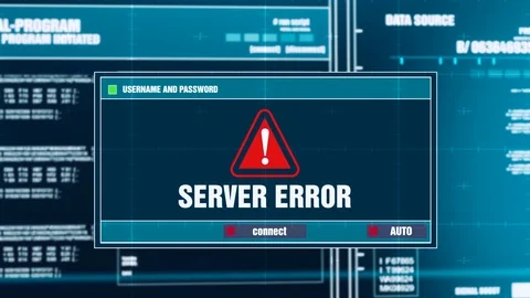 24. Server Error Warning Notification on Digital Security Alert on Screen. Stock Footage 95555774