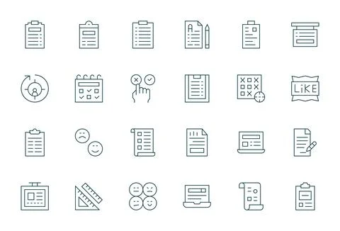 24 Thin Line Display Perfect Vector Icons crafted for Survey 64x64 applicatio Stock Illustration
