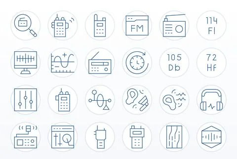 24 Thin Line Display Perfect Vector Icons crafted for Frequency 64x64 appli.. Stock Illustration
