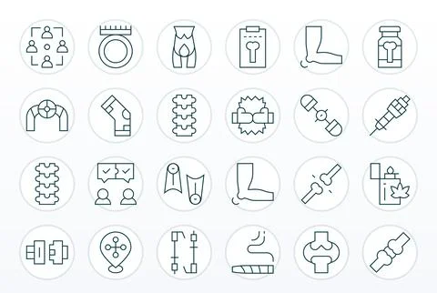 24 Thin Line Display Perfect Designs for Joint 128x128 Vector Icons Stock Illustration
