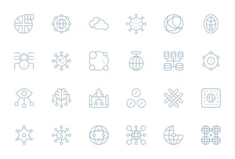 24 Thin Line Display Perfect Vector Icons crafted for Interconnected Retina.. Stock Illustration