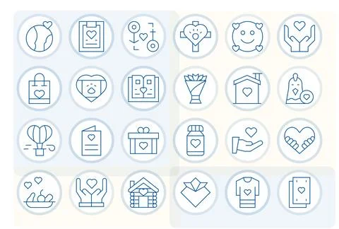 24 Thin Line Display Perfect 64x64 Vector Icons from Love Suite Stock-Illustration