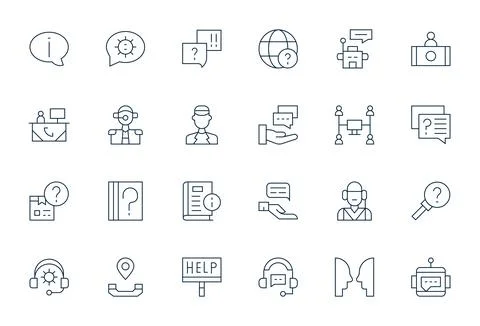 24 Thin Line Display Perfect 256x256 Vector Icons from Helpdesk Suite Illustrazione stock