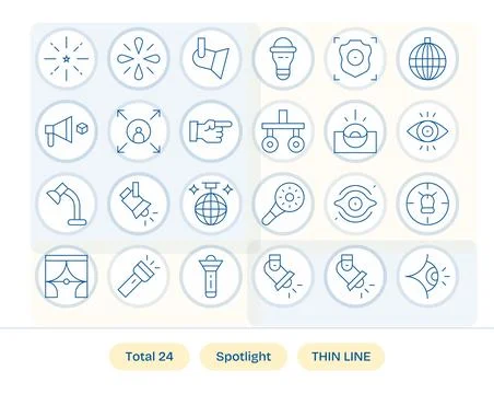 24 Thin Line Display Perfect Vector Icons crafted for Spotlight High Resolu.. Stockillustratie