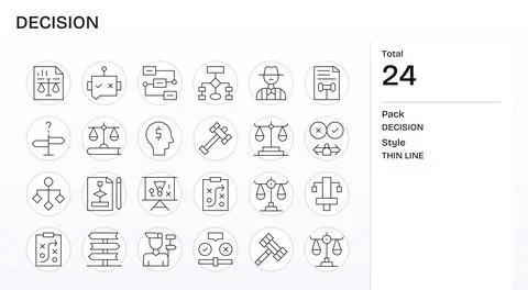 24 Thin Line Editable 256x256 Vector Icons from Decision Suite Illustrazione stock