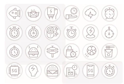 24 Thin Line Editable Designs for Fast 256x256 Vector Icons Stock Illustration