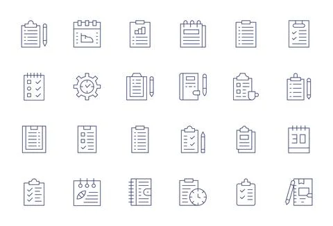 24 Thin Line Editable Vector Icons for ToDo List Graphics Stock Illustration