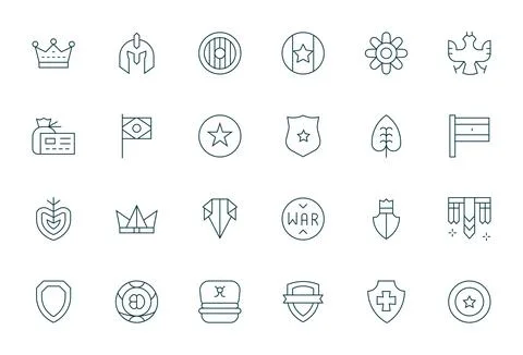 24 Thin Line Grid Fitted Vectors for Emblem Theme Stock Illustration