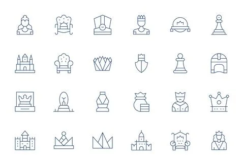 24 Thin Line Grid Fitted 64x64 Vector Icons from Royal Suite Stock Illustration