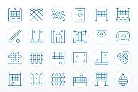 24 Thin Line Grid Fitted Retina Ready Vector Icons from Boundary Suite Stock Illustration