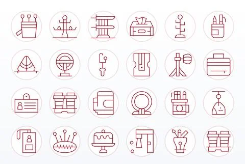 24 Thin Line Pixel Aligned Vectors for Holder Theme Stock Illustration