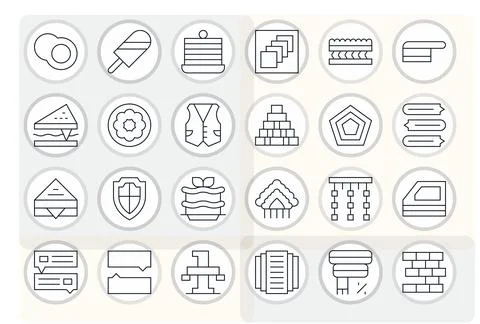 24 Thin Line Pixel Optimized Designs for Layered High Resolution Vector Icons 스톡 일러스트