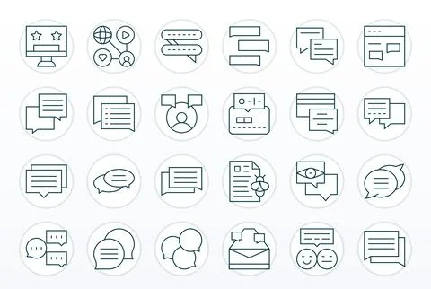 24 Thin Line Pixel Optimized Vector Icons tailored for Comments 256x256 int.. 스톡 일러스트
