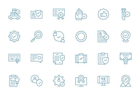 24 Thin Line Pixel Optimized Vector Icons for Approved Graphics Stock Illustration