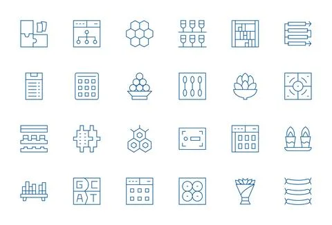 24 Thin Line Pixel Optimized 128x128 Vector Icons from Arrangement Suite Stock Illustration