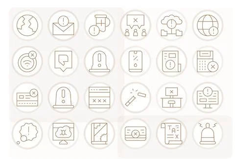 24 Thin Line Pixel Optimized Vector Icons for Error Graphics Stock Illustration