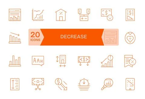 24 Thin Line Pixel Optimized Vector Icons tailored for Decrease 128x128 int.. Stock Illustration