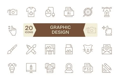 24 Thin Line Pixel Optimized Retina Ready Vector Icons from Graphic Design .. Stock Illustration