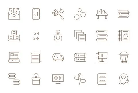 24 Thin Line PIXEL Perfect 128x128 Vector Icons from Collection Suite Illustrazione stock