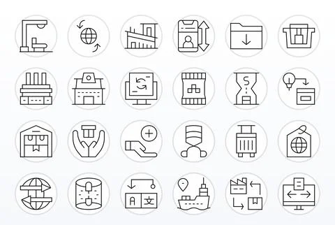 24 Thin Line PIXEL Perfect 256x256 Vector Icons from Import Suite Stock Illustration