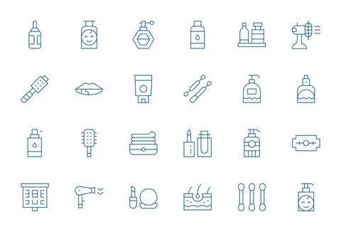 24 Thin Line PIXEL Perfect Vector Icons crafted for Cosmetics 128x128 appli.. 스톡 일러스트