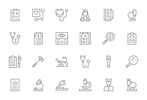 24 Thin Line Vector Icons designed for Examination in 64x64 Detail Enhanced.. Stock Illustration