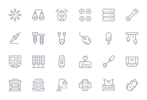 24 Thin Line Vector Icons from Hardware in High Resolution PIXEL Perfect Qu.. Stock Illustration