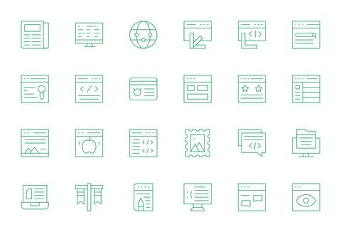 24 Thin Line Vector Icons for Webpage in crisp 256x256 Editable resolution Stock-Illustration