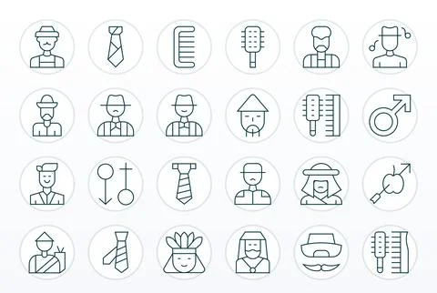 24 Thin Line Vector Icons for Man in crisp High Resolution Display Perfect .. Illustrazione stock