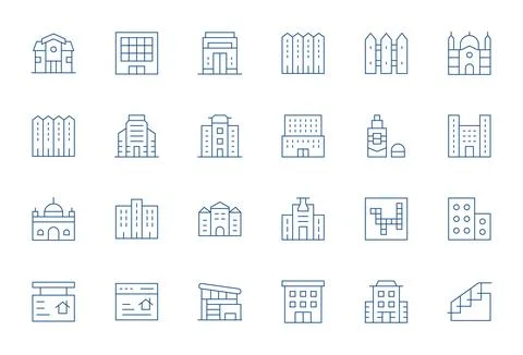 24 Thin Line Vector Icons for Realestate in crisp 256x256 Editable resolution Ilustração Stock