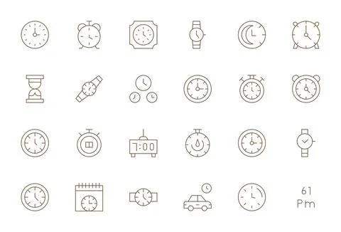 24 Thin Line Vector Icons for Minute in crisp 256x256 Pixel Aligned resolutio Stockillustratie
