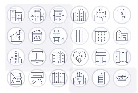 24 Thin Line Vector Icons designed for Apartment in High Resolution Display.. Ilustração Stock
