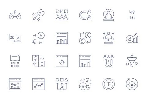 24 Thin Line Vector Icons from Conversion in High Resolution PIXEL Perfect .. Stock Illustration
