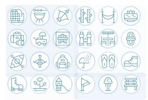24 Thin Line Vector Icons designed for Outdoor in 256x256 Detail Enhanced f.. Stock Illustration