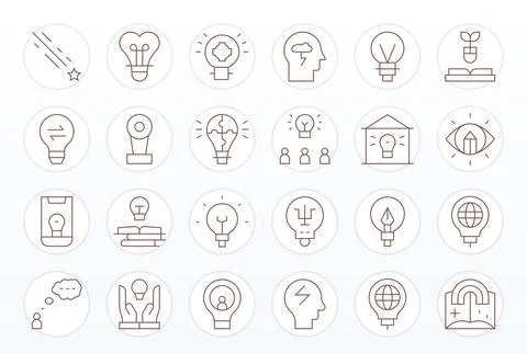 24 Thin Line Vector Icons designed for Inspiration in 128x128 Grid Fitted f.. Illustrazione stock