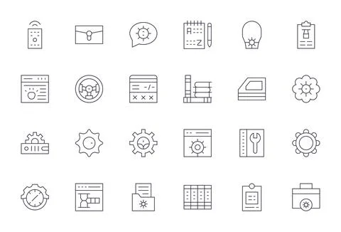 24 Thin Line Vector Icons designed for Manage in Retina Ready Detail Enhanc.. Stock Illustration