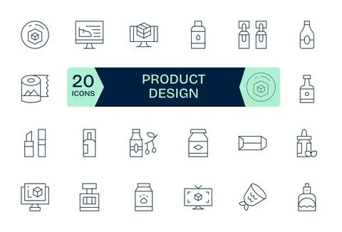 24 Thin Line Vector Icons from Product Design in High Resolution Editable Q.. Stock Illustration