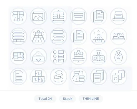 24 Thin Line Vector Icons designed for Stack in 128x128 Pixel Optimized forma Stock Illustration