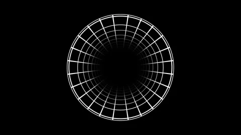 24. Tunnel 3D Grid Animation Futuristic Mesh with Depth Motion in Black Back Stock Footage 309656697