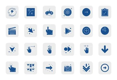 24 Vector Icons for Action optimized in PIXEL Perfect 128x128 Filled resoluti Stock Illustration