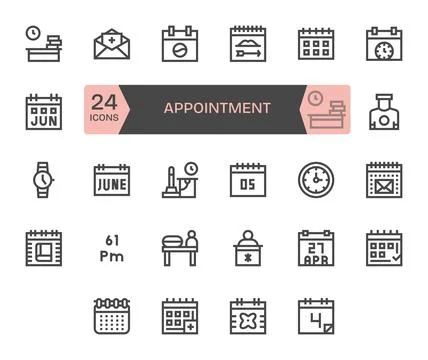 24 Vector Icons for Appointment optimized in Pixel Aligned Retina Ready Bol.. Stock Illustration