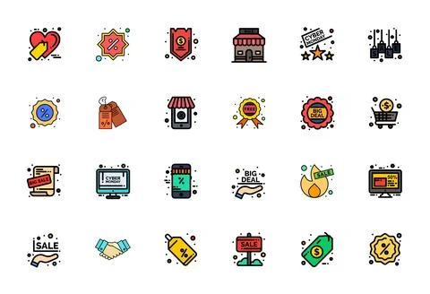 24 Vector Icons for Bargain optimized in Pixel Aligned High Resolution Line.. Stock Illustration